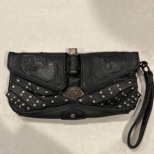 Diesel leather studded clutch
